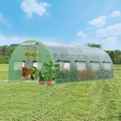 20 x 10 x 6.6 Feet Greenhouse with  Windows and Doors for Outdoor-Green