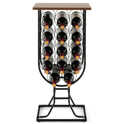 14 Bottles Wine Rack with Detachable and Lockable Wheels-Black