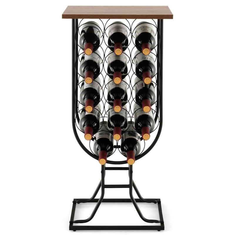 14 Bottles Wine Rack with Detachable and Lockable Wheels-Black