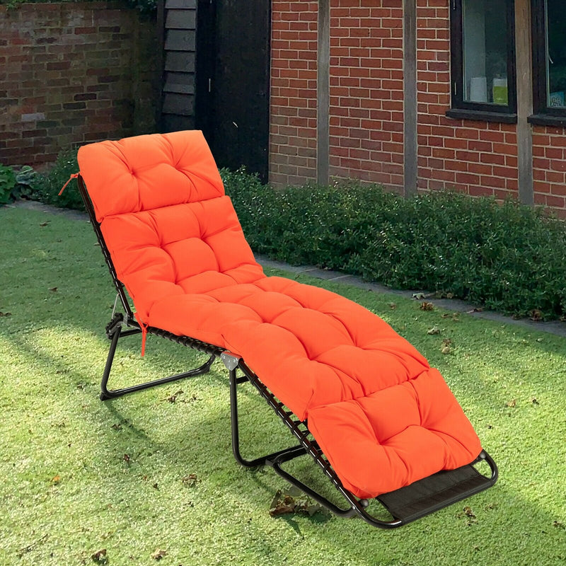 Outdoor Lounge Chaise Cushion with String Ties for Garden Poolside-Orange