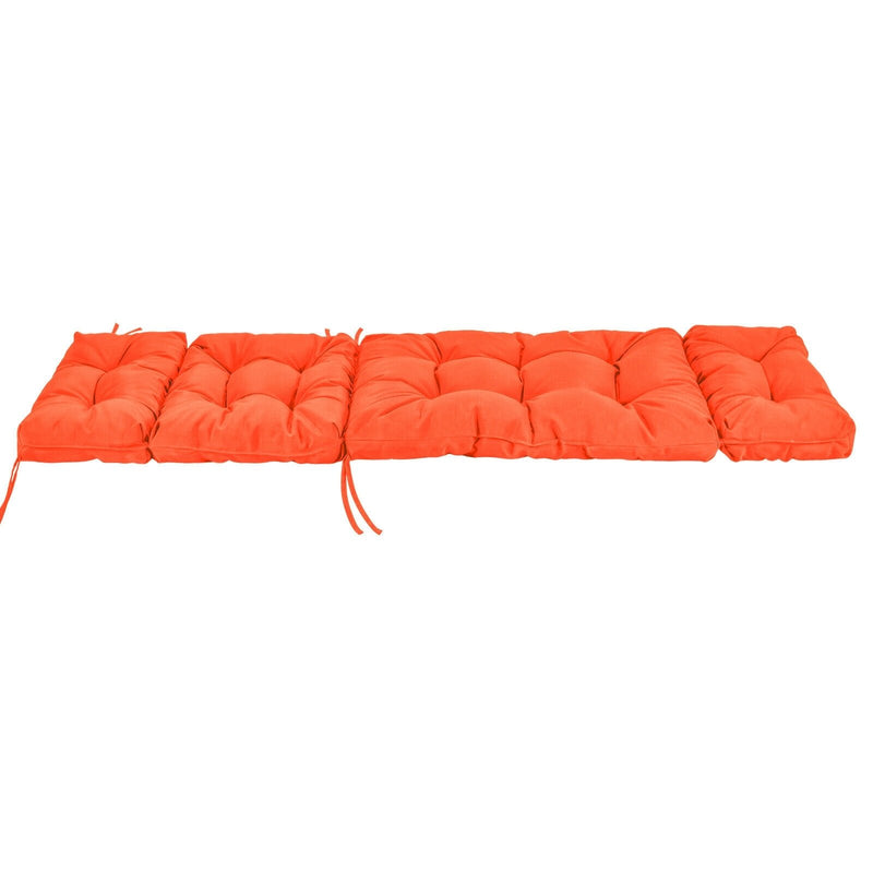 Outdoor Lounge Chaise Cushion with String Ties for Garden Poolside-Orange