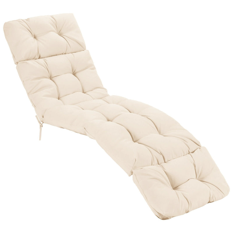 Outdoor Lounge Chaise Cushion with String Ties for Garden Poolside-Beige