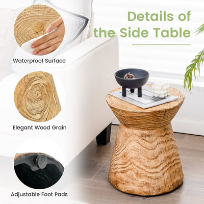 Weather Resident Rock End Table with Wood Grain for Living Room