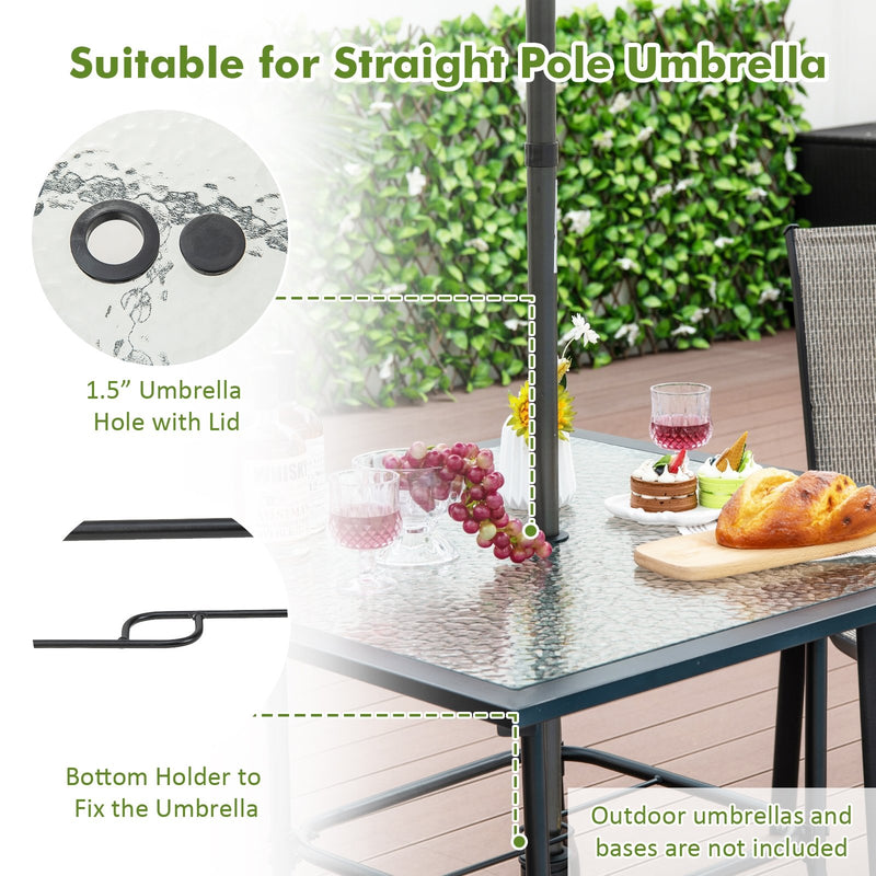 35 x 35 Inch Patio Dining Table with 1.5 Inch Umbrella Hole without Umbrella