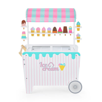 Kid's Ice Cream Cart Playset with Display Rack and Accessories