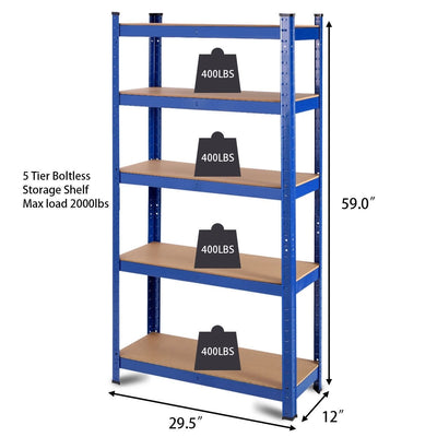 29.5 x 59 Inch Adjustable 5-layer 2000 lbs Capacity Tool Shelf