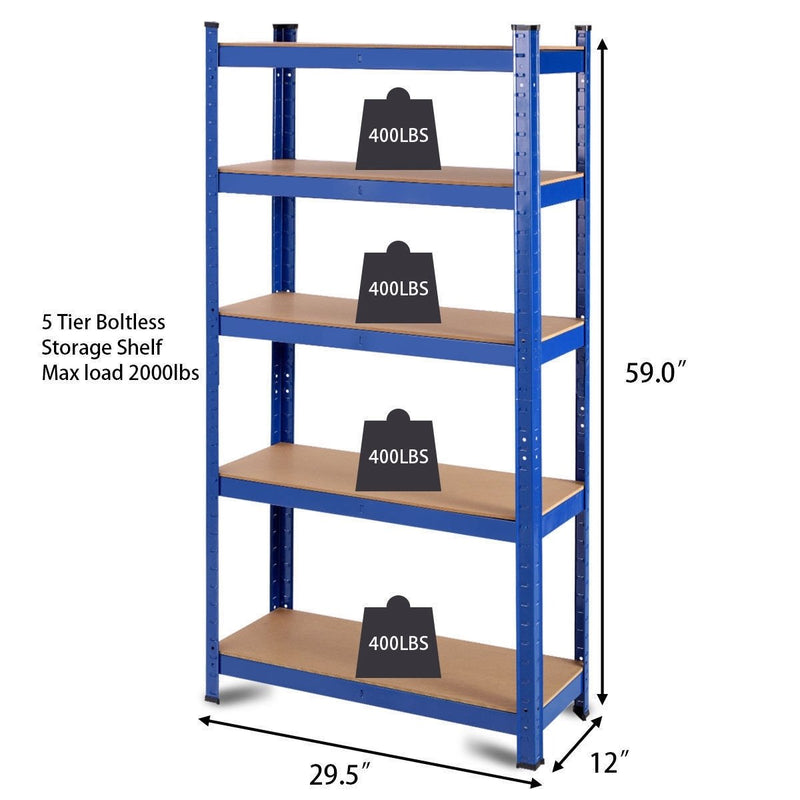 29.5 x 59 Inch Adjustable 5-layer 2000 lbs Capacity Tool Shelf