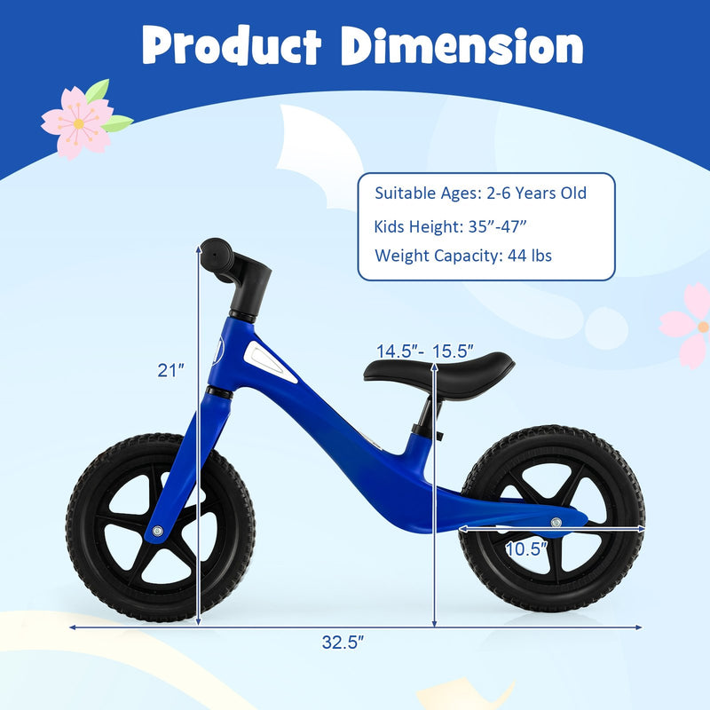 Kids Balance Bike with Rotatable Handlebar and Adjustable Seat Height-Blue