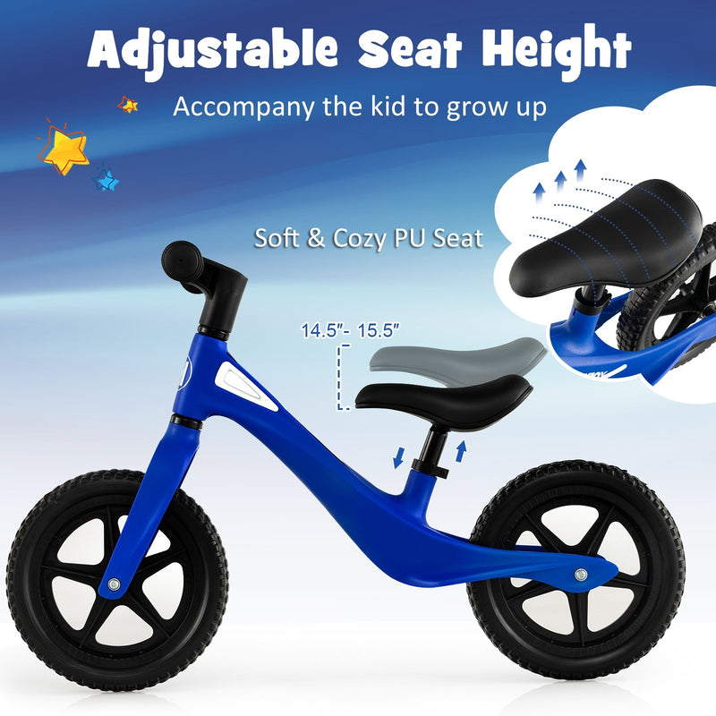 Kids Balance Bike with Rotatable Handlebar and Adjustable Seat Height-Blue