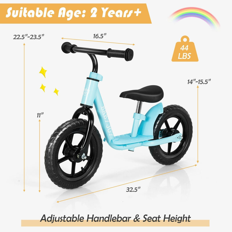 11 Inch Kids No Pedal Balance Training Bike with Footrest-Blue