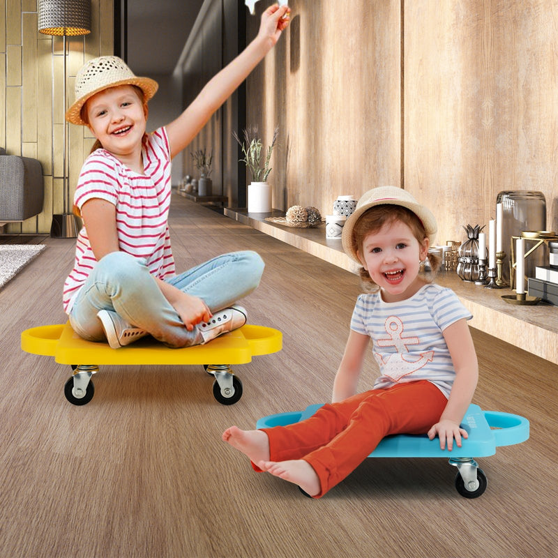 4-Pack Kids Sitting Scooter Board with Handles and Rolling Casters