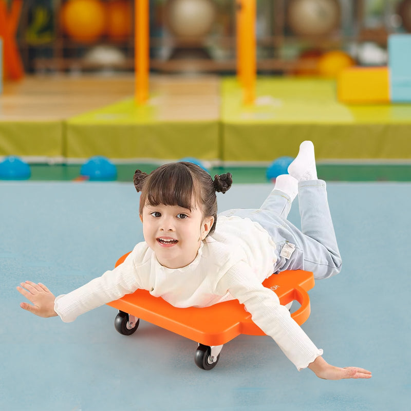 4-Pack Kids Sitting Scooter Board with Handles and Rolling Casters