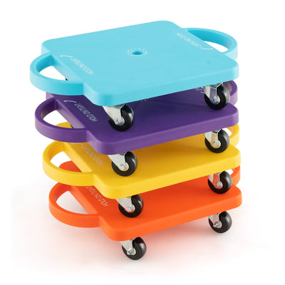 4-Pack Kids Sitting Scooter Board with Handles and Rolling Casters