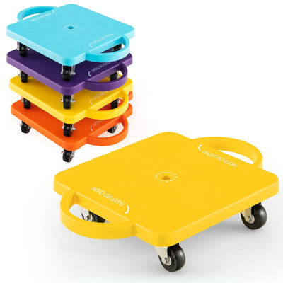 4-Pack Kids Sitting Scooter Board with Handles and Rolling Casters