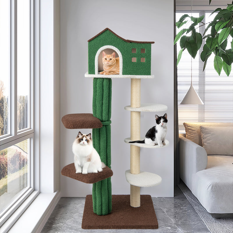 Multi-level Cat Tree with Condo and Anti-tipping Device-Green