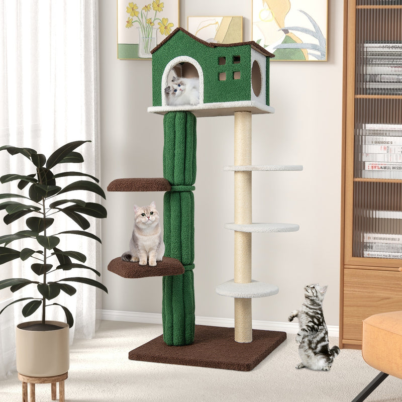 Multi-level Cat Tree with Condo and Anti-tipping Device-Green