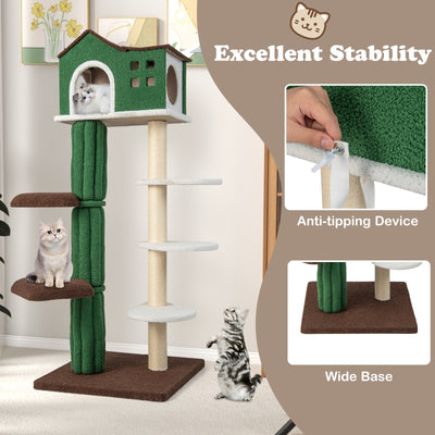 Multi-level Cat Tree with Condo and Anti-tipping Device-Green