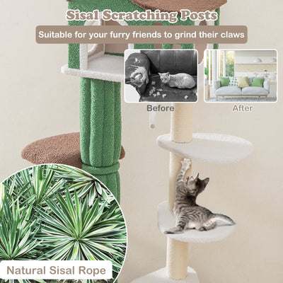 Multi-level Cat Tree with Condo andand Anti-tipping Device-Green