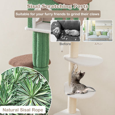 Multi-level Cat Tree with Condo and Anti-tipping Device-Green