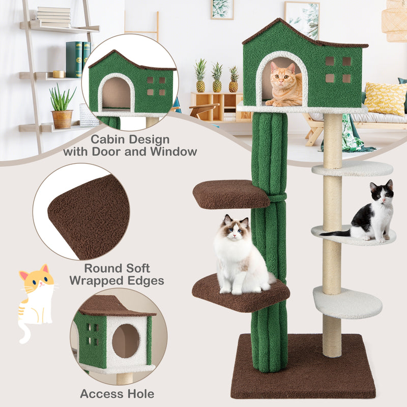 Multi-level Cat Tree with Condo and Anti-tipping Device-Green