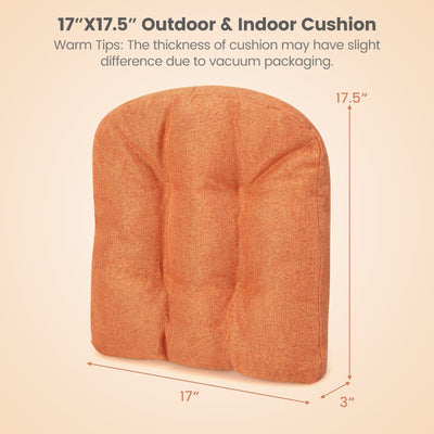 4 Pack 17.5 x 17 Inch U-Shaped Chair Pads with Polyester Cover-Orange