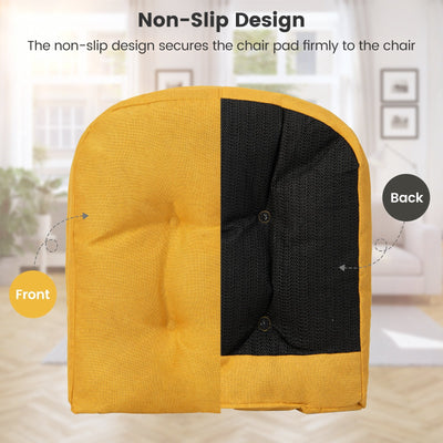 4 Pack 17.5 x 17 Inch U-Shaped Chair Pads with Polyester Cover-Yellow