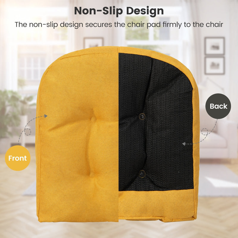 4 Pack 17.5 x 17 Inch U-Shaped Chair Pads with Polyester Cover-Yellow