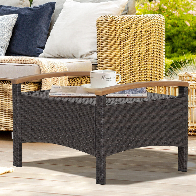 Set of 2 Fade-Resistant Wicker Patio Ottoman-Navy