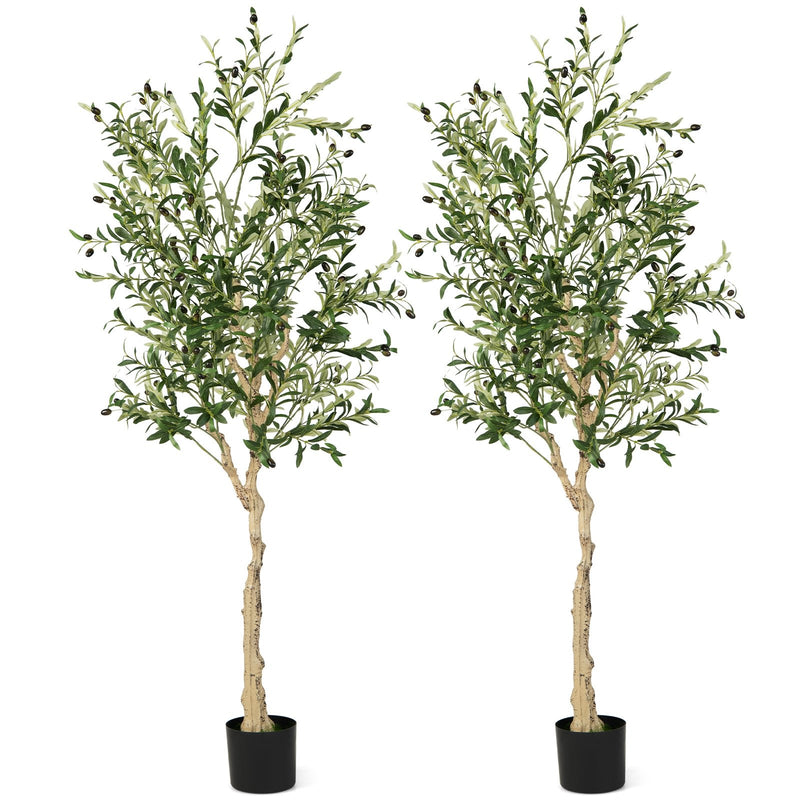 6 Feet  Artificial Olive Tree in Cement Pot-1 Piece