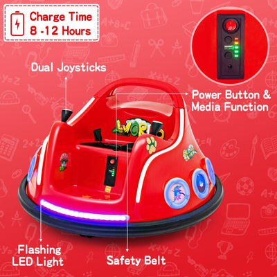 12V Electric Ride On Car with Remote Control and Flashing LED Lights-Red