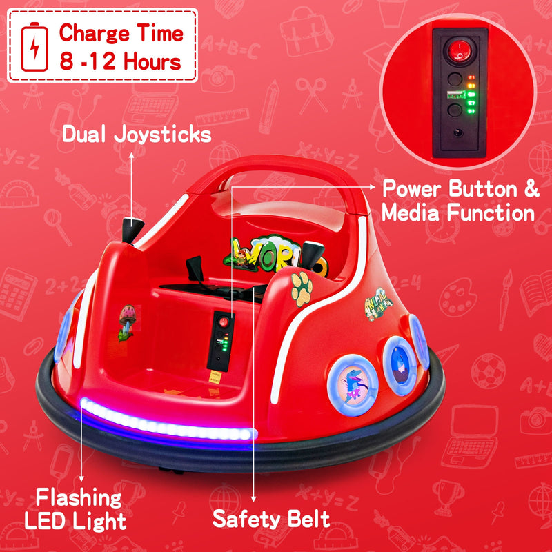 12V Electric Ride On Car with Remote Control and Flashing LED Lights-Red