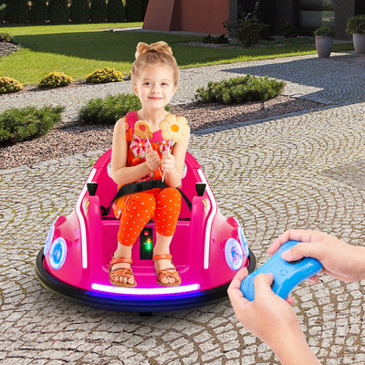 12V Electric Ride On Car with Remote Control and Flashing LED Lights-Pink