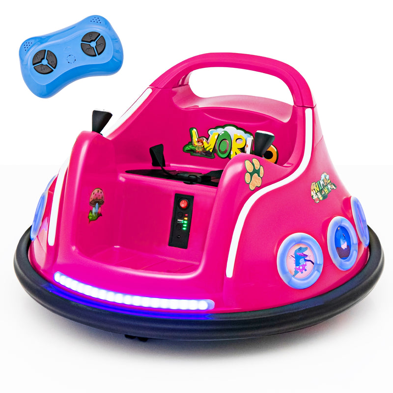 12V Electric Ride On Car with Remote Control and Flashing LED Lights-Pink