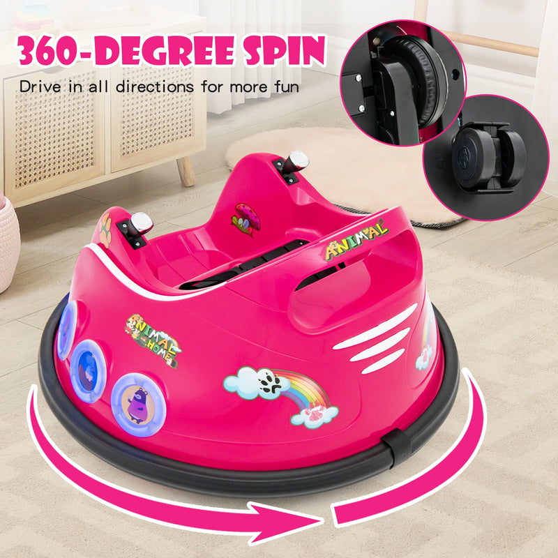 12V Electric Ride On Car with Remote Control and Flashing LED Lights-Pink