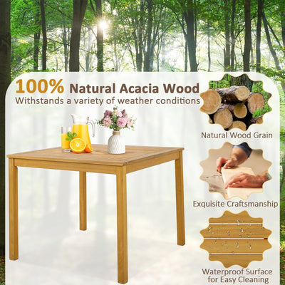 Square Acacia Wood Outdoor Dining Table with Umbrella Hole