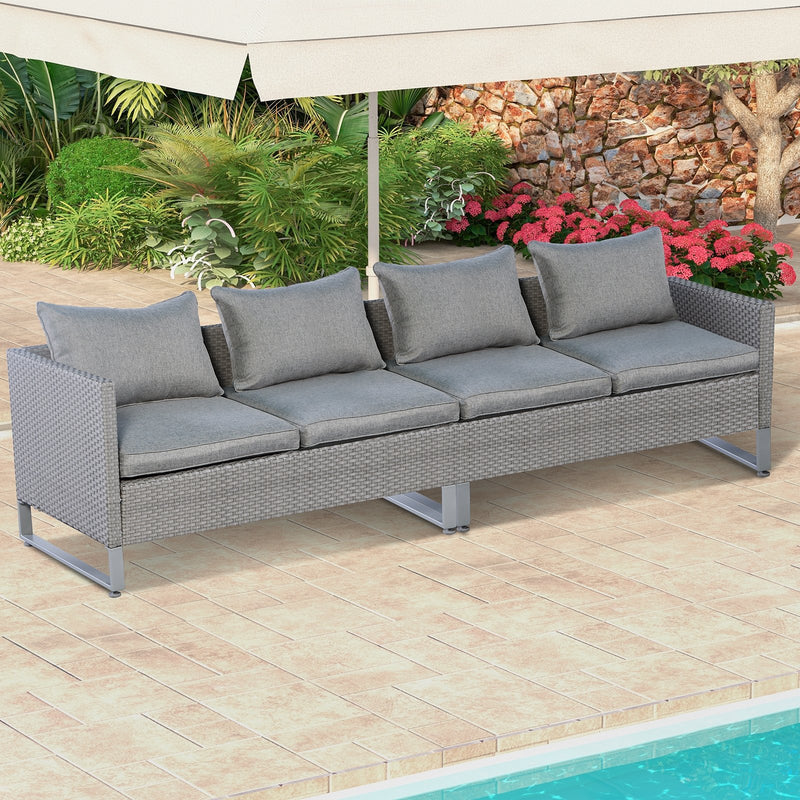 2 Pieces Patio Furniture Sofa Set with Cushions and Sofa Clips-Gray