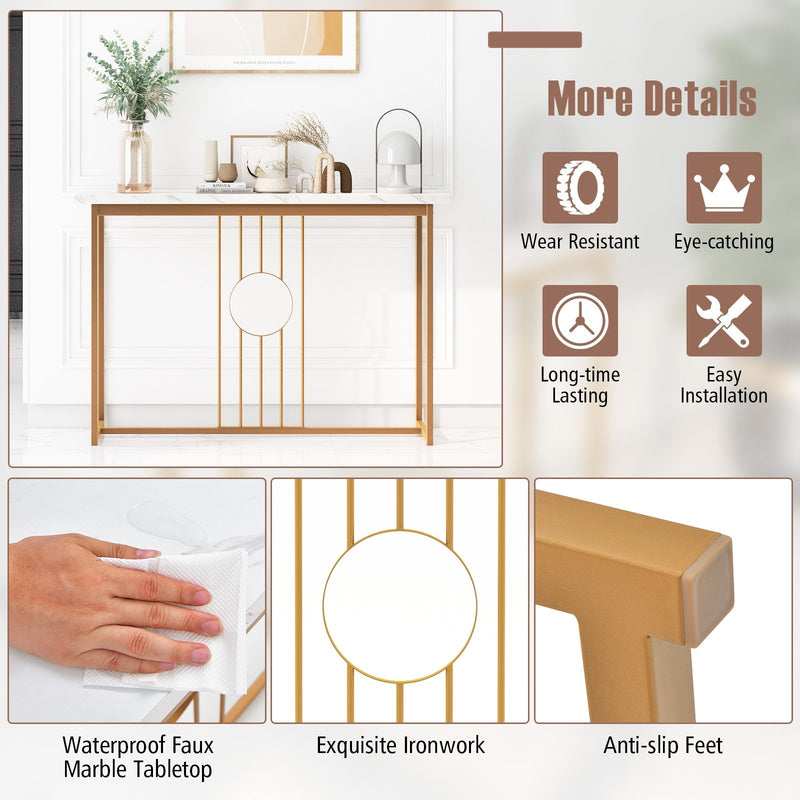 Modern Faux Marble Top Entryway Table-White