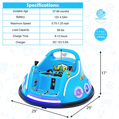 12V Electric Ride On Car with Remote Control and Flashing LED Lights-Navy