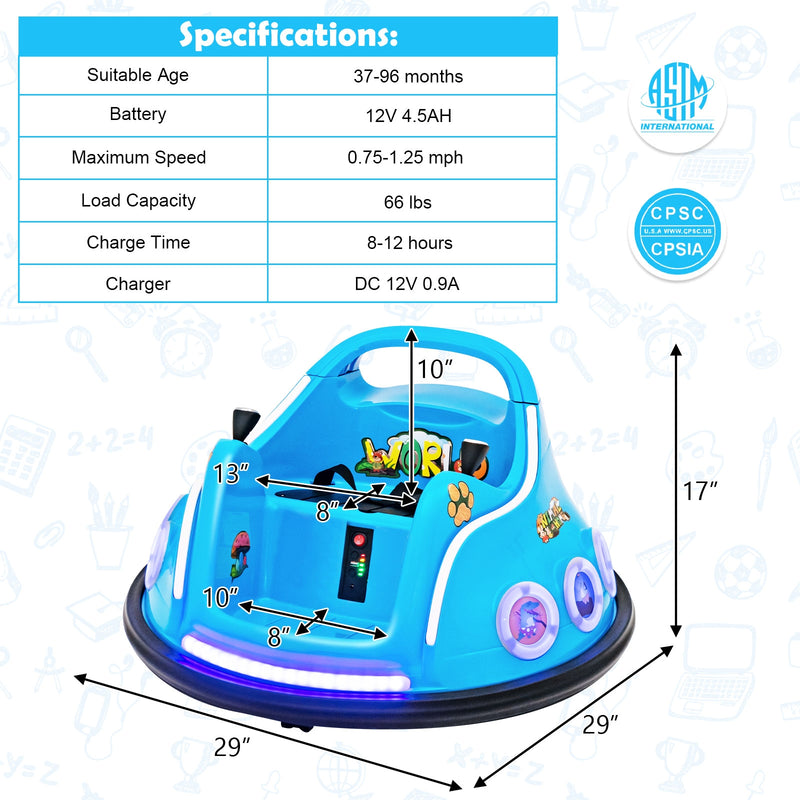 12V Electric Ride On Car with Remote Control and Flashing LED Lights-Navy