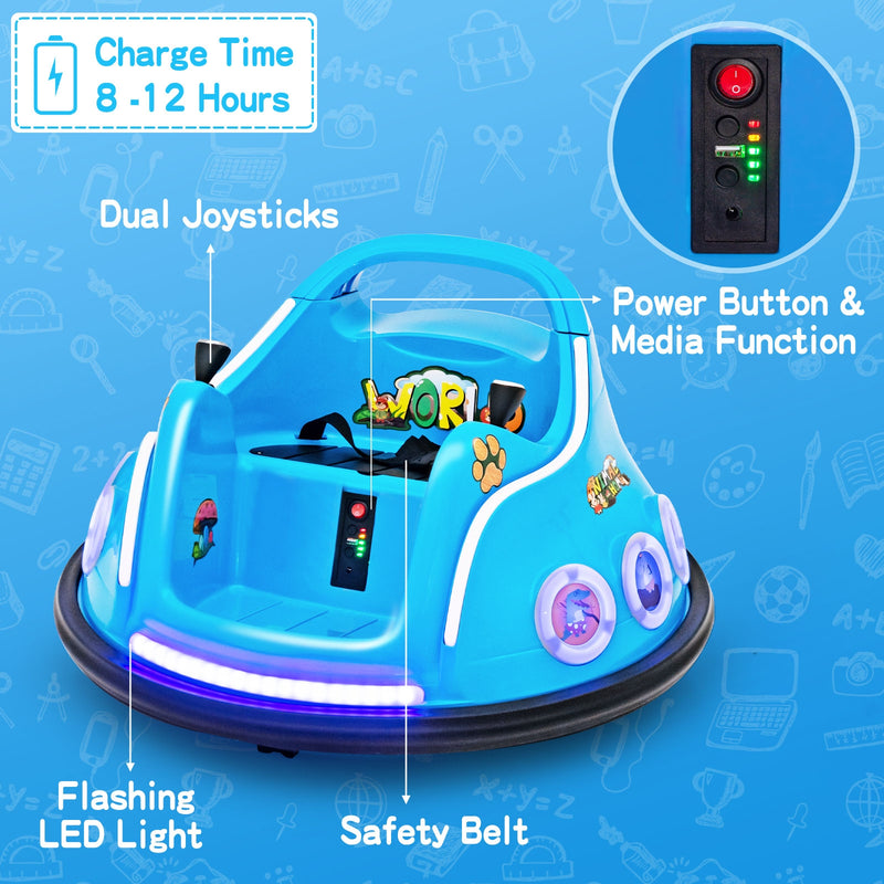 12V Electric Ride On Car with Remote Control and Flashing LED Lights-Navy