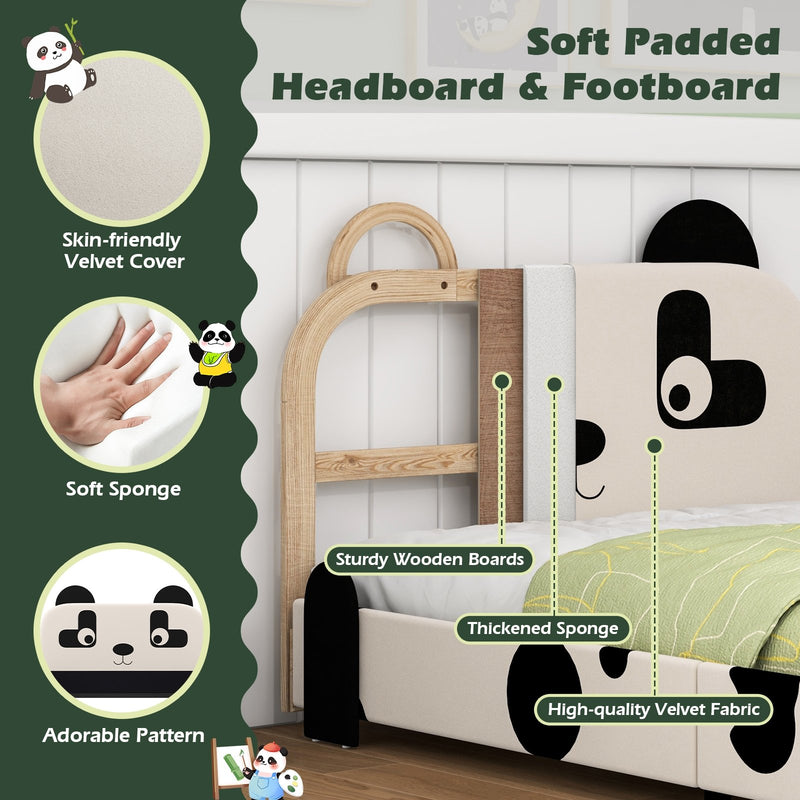 Twin Size Kids Bed with Cute Panda Headboard