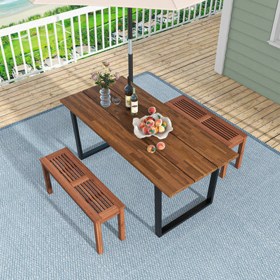 2-Seater Patio Backless Dining Bench with Breathable Slatted Seat