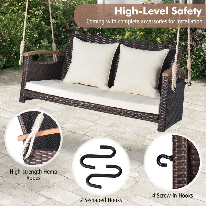 2-Person Patio Rattan Porch Swing