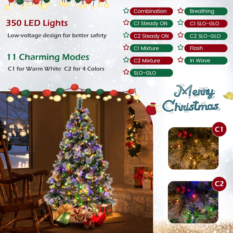 6 Feet Pre-Lit Artificial Christmas Tree with 350 LED Lights