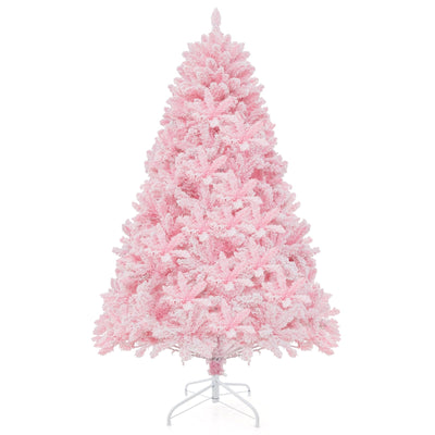 6 FT Flocked Artificial Xmas Tree Hinged with 350 LED Lights