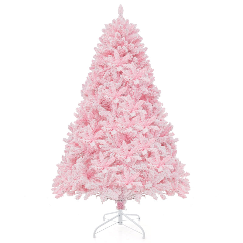 6 FT Flocked Artificial Xmas Tree Hinged with 350 LED Lights