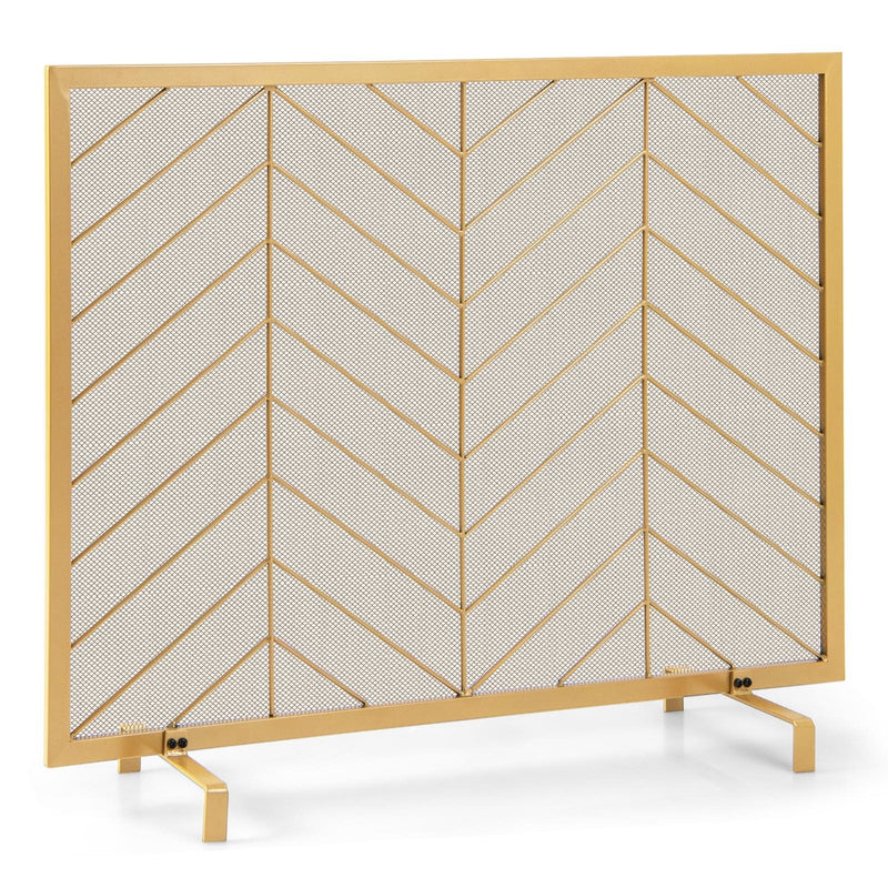 38 x 31 Inch Single Panel Fireplace Screen-Golden