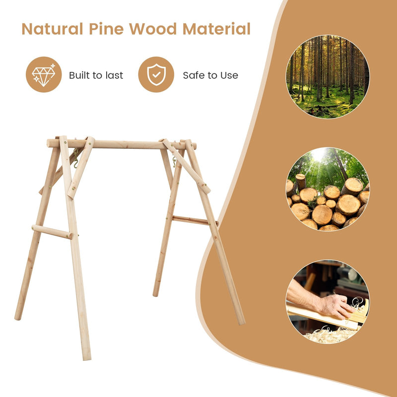 Heavy Duty Wooden Swing Frame with Reinforced Bars