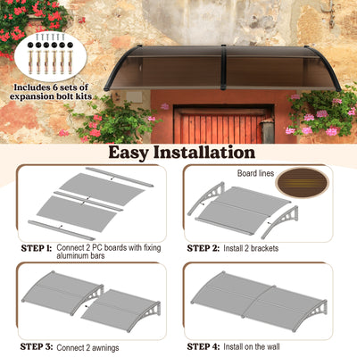 Outdoor Front Door Patio Overhang Awning for Sunlight Rain Snow Wind Protection-80 x 40 Inch