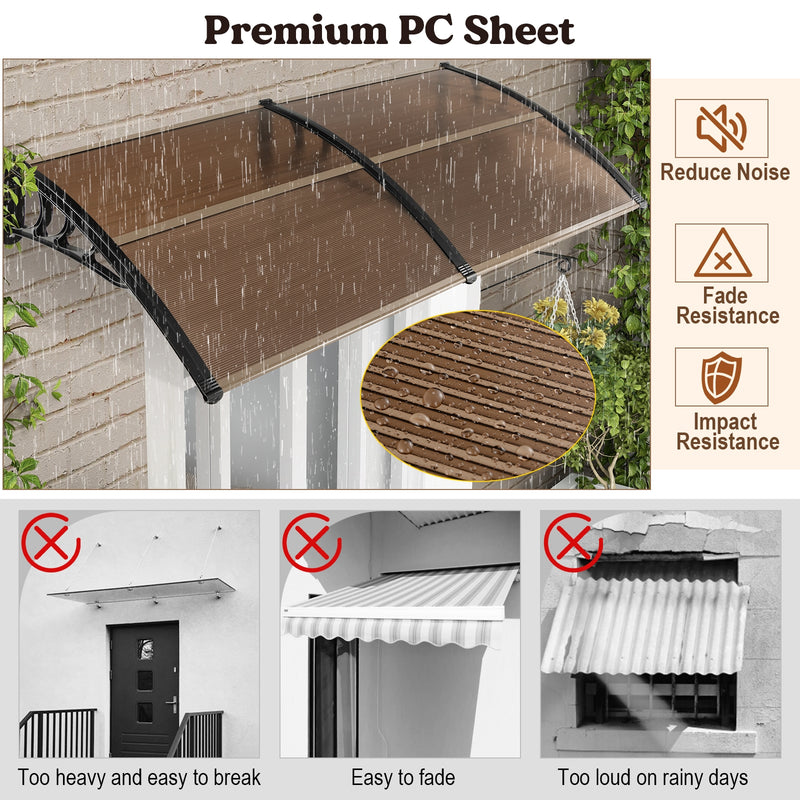 Outdoor Front Door Patio Overhang Awning for Sunlight Rain Snow Wind Protection-80 x 40 Inch